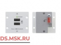 W-2UC/EU(G) Модуль-вставка, блок питания для двух мобильных устройств с разъемом USB с общей нагрузкой до 4А; цвет серый