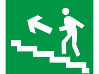 Направление к эвакуационному выходу по лестнице вверх: Наклейка (E 16)