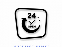 Наклейка “24 open” Открыто 24 часа.